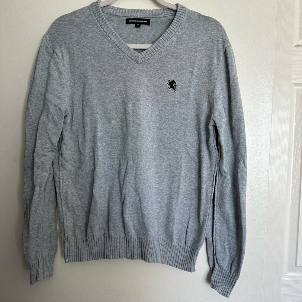 Gray V-Neck Sweater